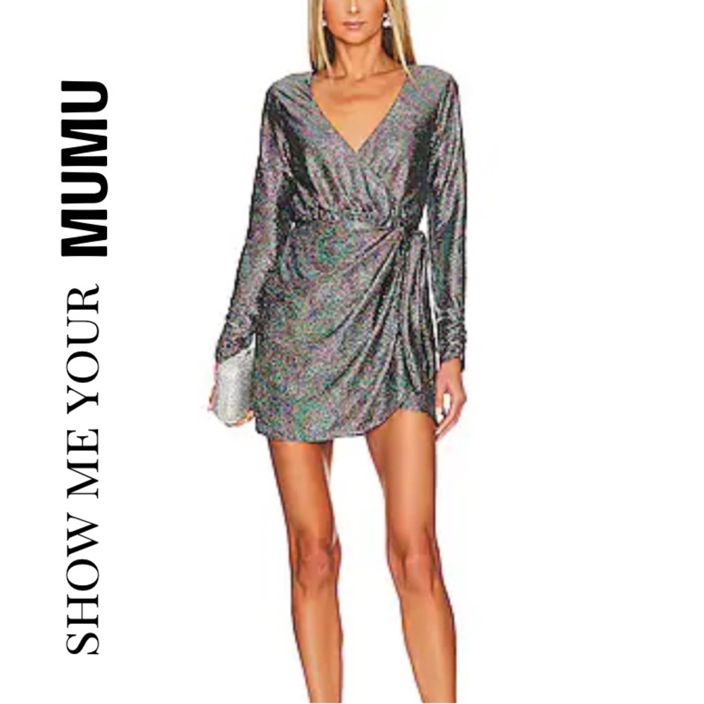 Revolve | Show Me Your MuMu Kimora Metallic Long Sleeve Dress size XS